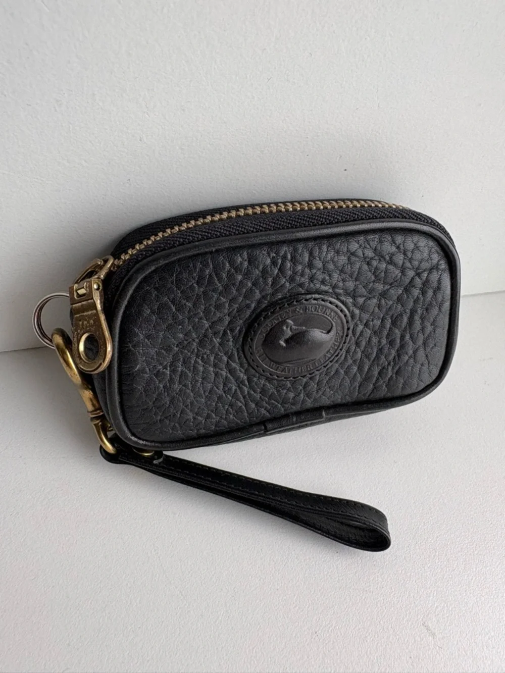 Dooney & Bourke awl black leather Key Caddy Chain Coin Purse zip wallet - Picture 2 of 15